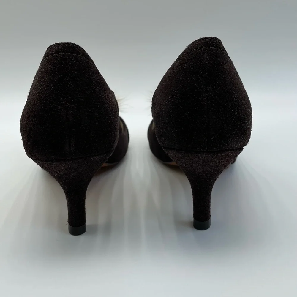 Kristen Randolph Chocolate Suede Leather Heels Size  7 - Picture 10 of 15